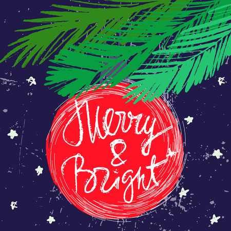 Merry and bright Christmas card designのイラスト素材