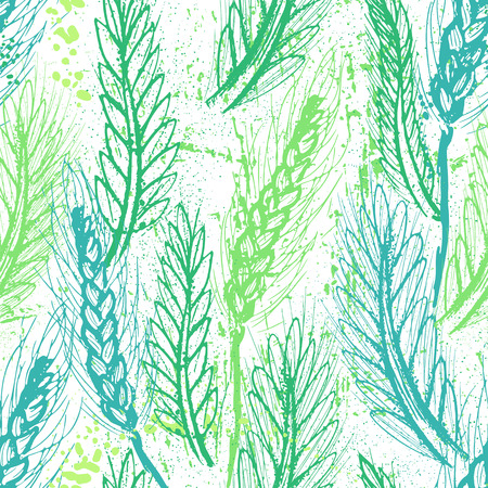 Ink hand drawn cereal field seamless patternのイラスト素材