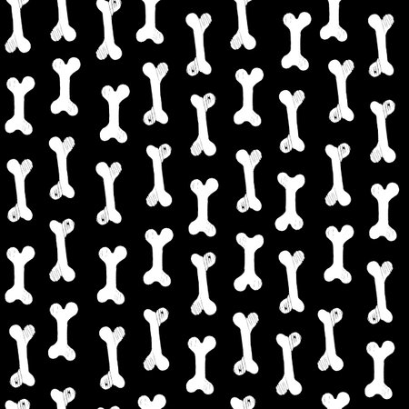 Ink hand drawn seamless pattern with bonesのイラスト素材