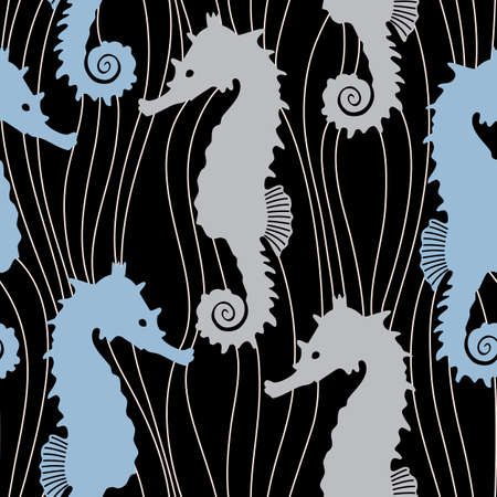 Seamless pattern with underwater animals. Vector illustration with sea inhabitants. Marine life fashion fabric design.のイラスト素材