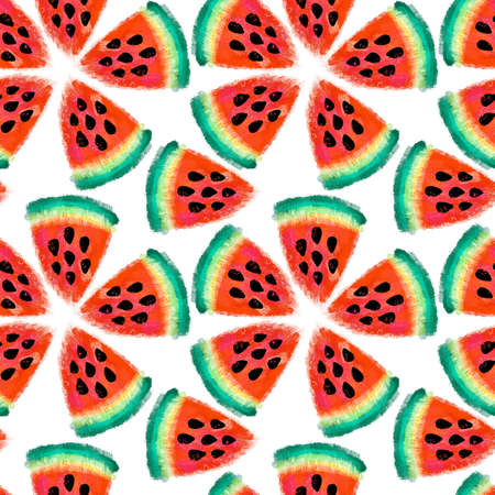 Seamless pattern with bright and juicy summer watermelons