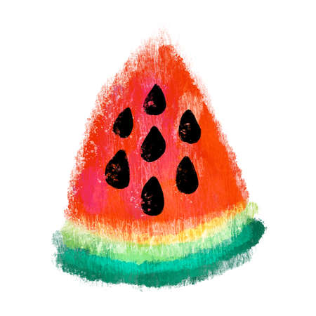 Bright and juicy summer watermelons slice illustrationの写真素材
