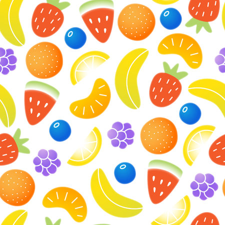 Seamless pattern with different fruit sweets and lollipops Candies illustrationの写真素材