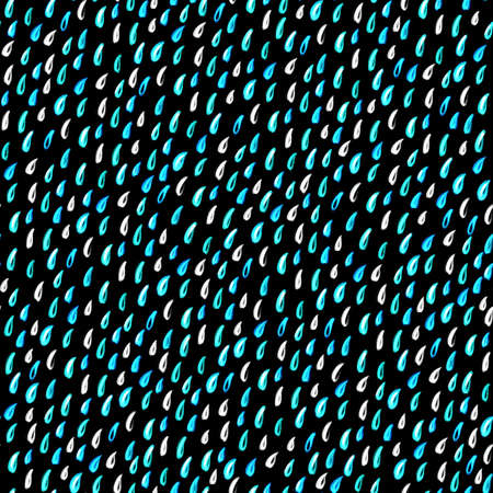 Seamless pattern with bright raindrops on a dark background