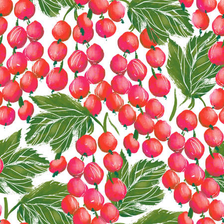 Seamless pattern design with red currant berriesの写真素材