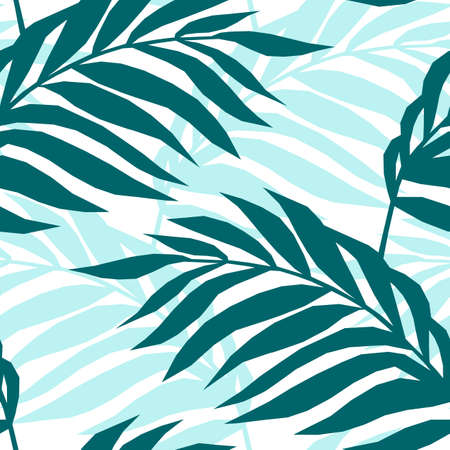 Vector seamless pattern with palm leaves on a white backgroundのイラスト素材