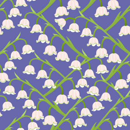 Vector seamless pattern with spring flowers lilies of the valleyのイラスト素材