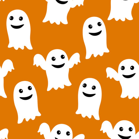 Halloween vector seamless pattern with funny ghostsのイラスト素材
