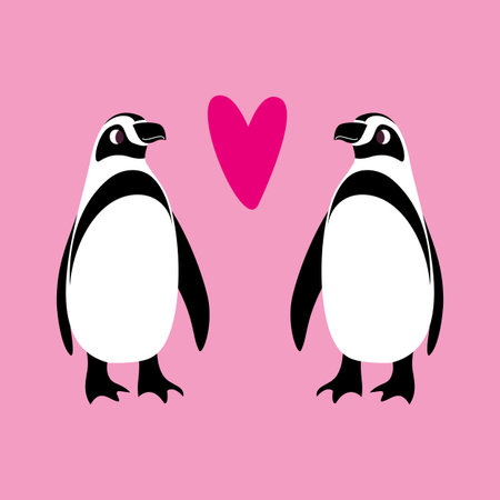 Vector illustration of two penguins in love for Valentine s Dayのイラスト素材