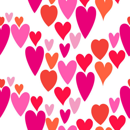 Vector  pattern with bright hearts for Valentines Day