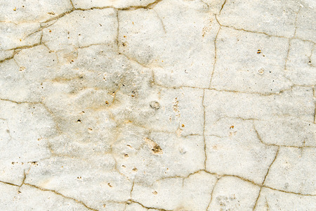Texture of a light stone surface covered with cracks close up, backgroundの写真素材