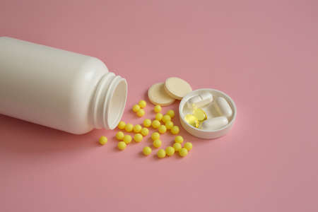 Vitamins and minerals for immunity. Vitamins and minerals-protection and support of the body. Be healthy in a pandemicの写真素材
