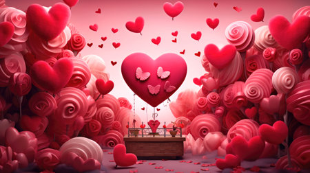 A Valentine card with a picture of sweet airy marshmallows and meringue in the shape of a heart. Valentine's Dayの素材