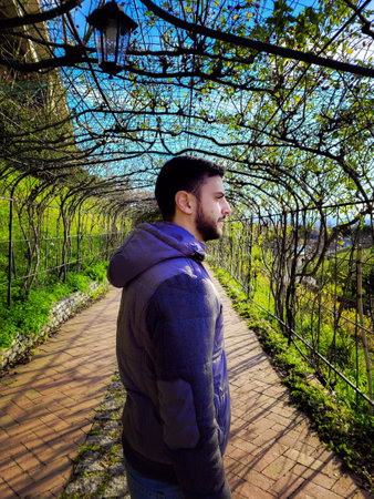 Beautiful guy looking at the horizonのeditorial素材