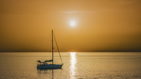 Beautiful sunset in the seaの写真素材