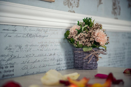 flowers in a basket. part of the interior