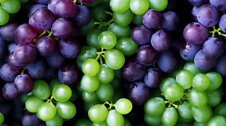 blue bunch of grapes, different berries study of ampelography, plain background, juicy fruits. close-up. Healthy snack with juicy fruits, Winemaking, house wine. Generative AIの素材