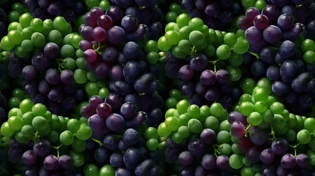 bunch of grapes of different varieties, different ampelography berries, juicy fruits. close-up. Healthy snack with juicy fruits, Winemaking, house wine. Generative AIの素材