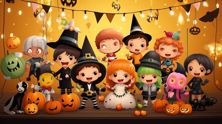 Marmalade candies of different taste and size, Halloween holiday atmosphere. Generative AIの素材