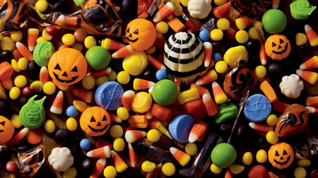 Marmalade candies of different taste and size, Halloween holiday atmosphere. Generative AIの素材