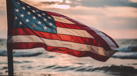 Flag of America country symbol. Economy and politics and geopolitics of the country. Generative AIの素材