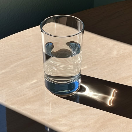 A glass glass with clean water on a plain background, a drink for diets and a health drink. Generative AIの素材
