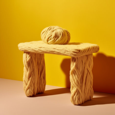 Furniture and decor made of threads of yellow yarn. room design. Generative AIの素材