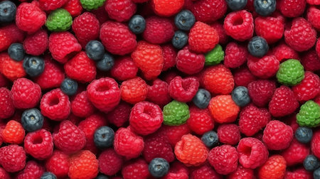Pink raspberries, berries background. Healthy low calorie fruit razz illustration, Generative AIの素材