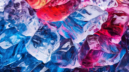 ice cubes. Multicolored and transparent cold ingredient for drinks and lemonades. Generative AIの素材