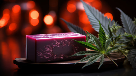 dark chocolate with hemp. Fun sweets, coffeeshop menus, chocolate bars with a vegetable marijuana light drug. Concept: Legalization of cannabisの素材