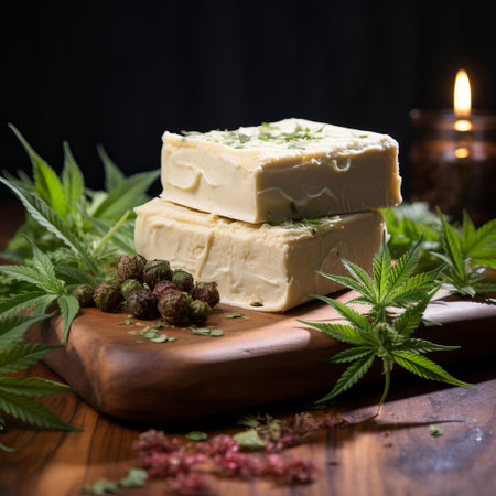 white chocolate with hemp. Fun sweets, coffeeshop menus, chocolate bars with a vegetable marijuana light drug. Concept: Legalization of cannabisの素材