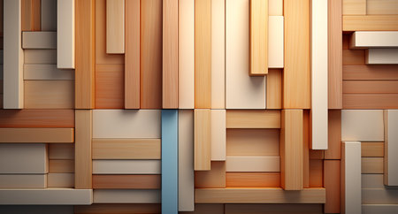 3D abstraction from light wood top view of the composition. Concept: non-objective abstractio art, screensavers, website backgrounds.の素材