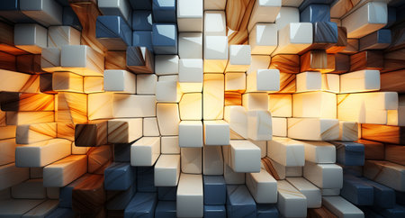 3D abstraction from light wood top view of the composition. Concept: non-objective abstractio art, screensavers, website backgrounds.の素材