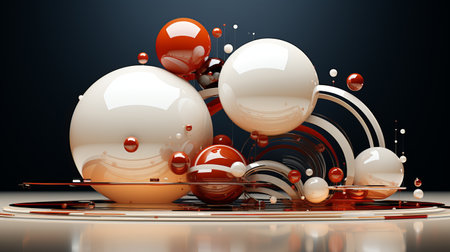 3D illustration of Christmas tree decorations in a multi-colored space. Christmas balls in motion. Concept: abstract backgrounds for the holidays with copy spaceの素材