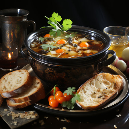 Turtle soup, ready dish illustration, delicacy. Cooked food from living beings.の素材