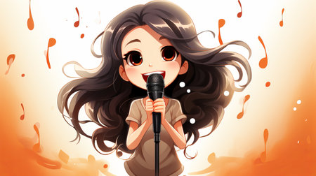 A woman sings karaoke. Vocal lessons. Emotional performance of songs. Beautiful girl performs songs, teacher voice training, Music karaoke clubの素材