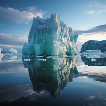 Antarctica and Arctic, glaciers and snowy landscape. Glacial retreat (modern deglaciation). Concept: Environmental problems, melting and degradation of glaciers.の素材