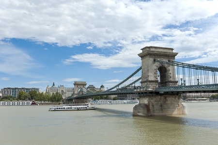 Szechenyi Chain Bridge, Budapest, Hungary の写真素材