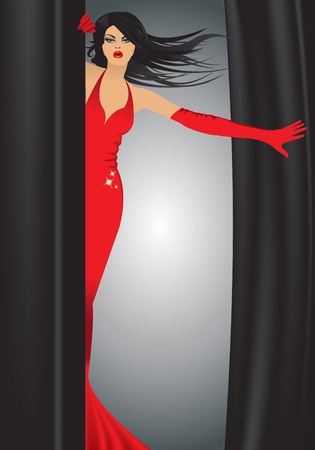 femme fatale on the theater stageのイラスト素材