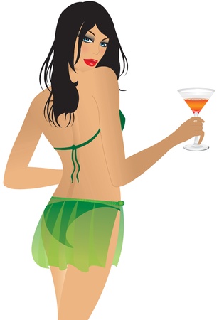 woman drinking a cocktailのイラスト素材