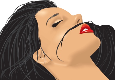 girl relaxing on a white backgroundのイラスト素材