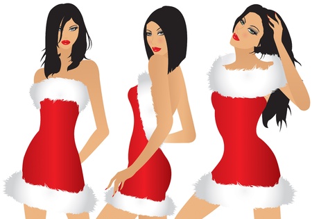 three girls with Christmas dressのイラスト素材