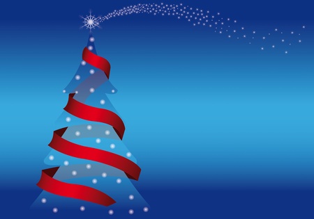 Christmas tree on blue backgroundのイラスト素材