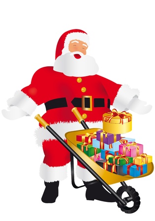 Xmas wheelbarrow in white backgroundのイラスト素材