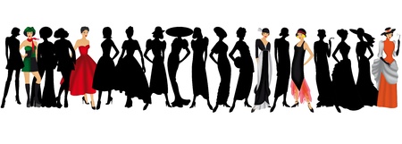 fashion over the years on a white backgroundの写真素材