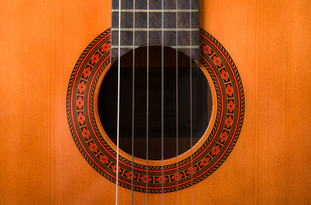 particular background of wood acoustic guitar with strings