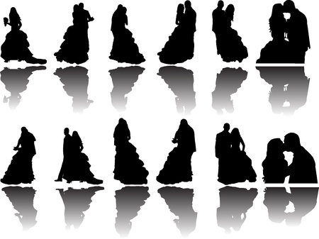 Wedding silhouettes のイラスト素材