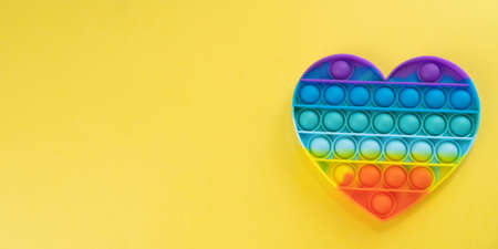 Pop It Fidget Toy Rainbow heart. Push On Pop Bubble Sensory Fidget Toys for Anxiety and Stress...