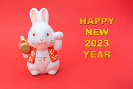 Happy New Year. Greeting for Chinese Rabbit New Year 2023の写真素材