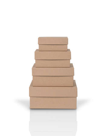 cardboard boxes. Brown carton package isolated on white background. Boxes for delivery.の写真素材